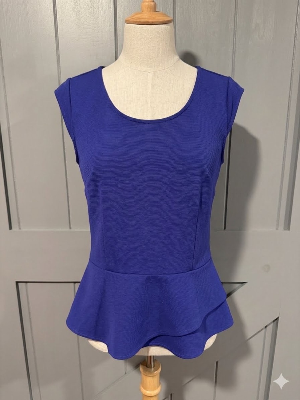 Ann Taylor Royal Blue Cap-Sleeve Peplum Top